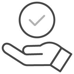 Hand holding checkmark icon