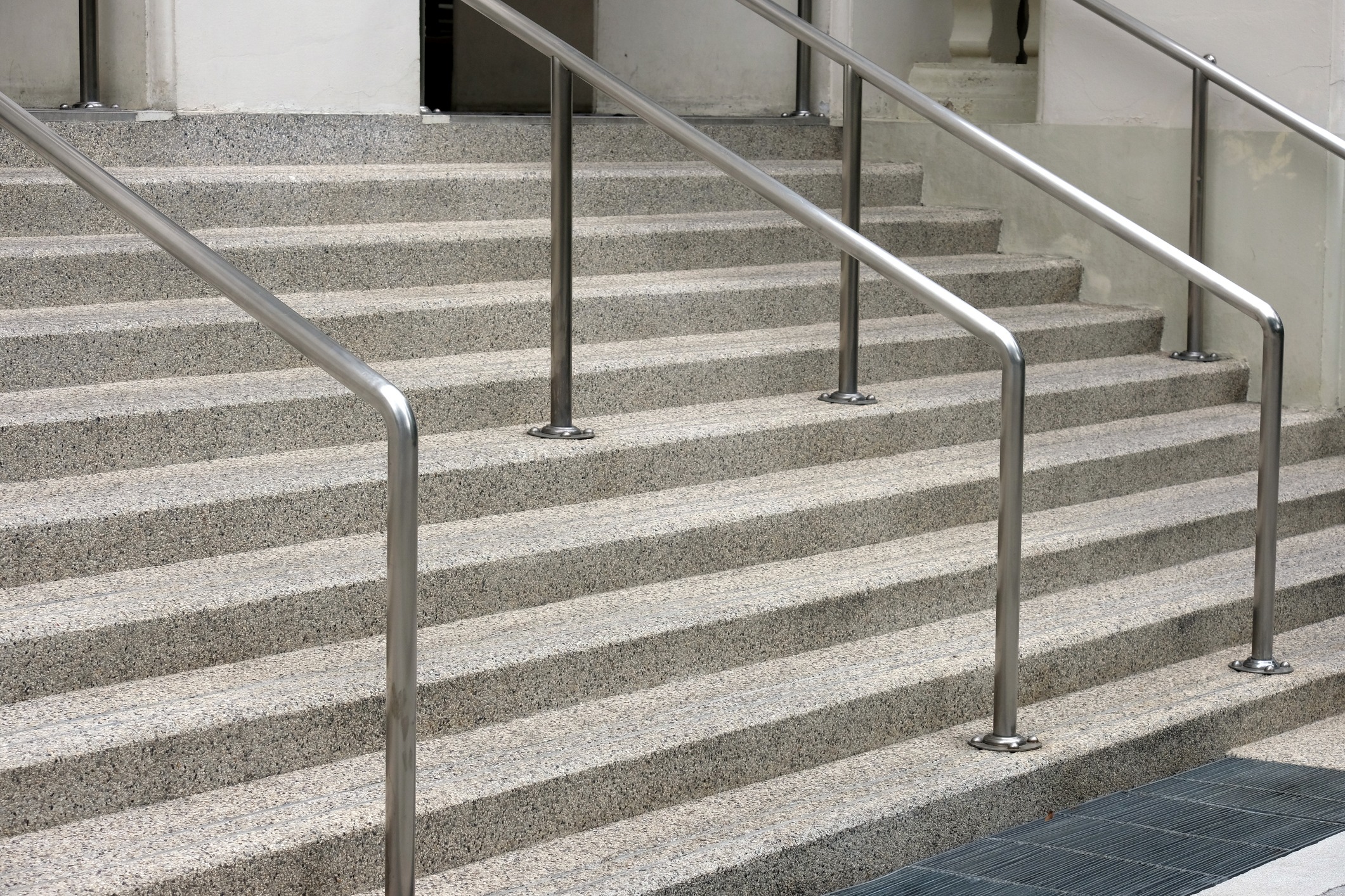 Concrete stairs with metal railings